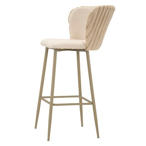 Lot De 2 Tabourets De Bar Crème Avec Dossier Travaillé Style Moderne H106 Cm