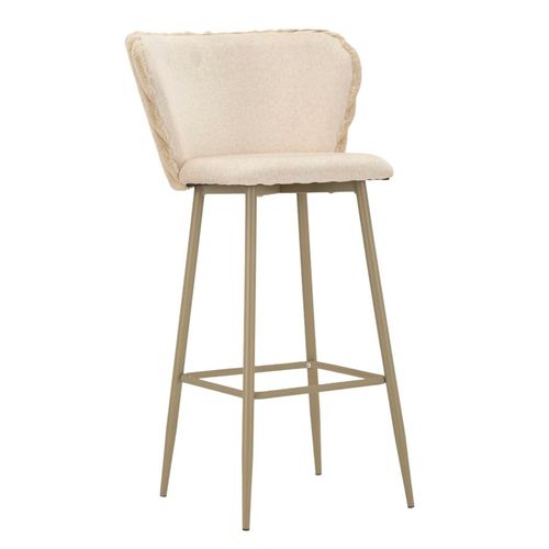 Lot De 2 Tabourets De Bar Crème Avec Dossier Travaillé Style Moderne H106 Cm