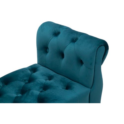 Banc 120x40 Cm Velours Teal Avec Finition Dorée Style Hollywood