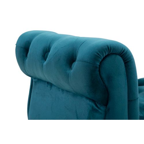 Banc 120x40 Cm Velours Teal Avec Finition Dorée Style Hollywood