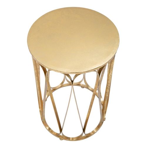 Petite Table Ronde Dorée Venice Ø37x58 Cm En Métal Chic Pour Salon Et Chambre