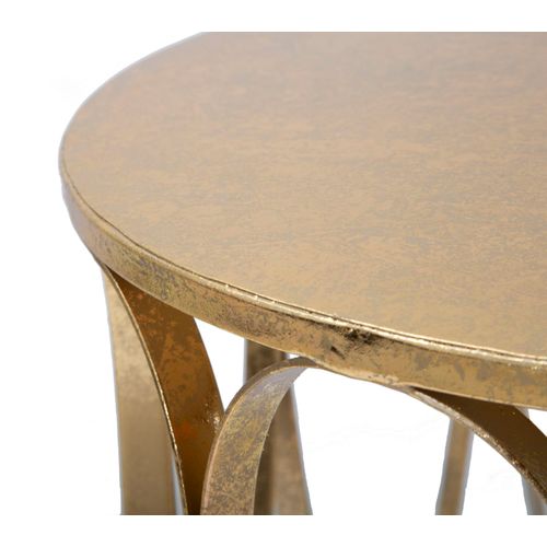 Petite Table Ronde Dorée Venice Ø37x58 Cm En Métal Chic Pour Salon Et Chambre
