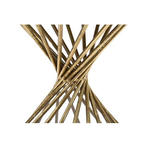 Petite Table Ronde Dorée En Métal, Mdf Et Verre Ø42x50 Cm Style Glamour