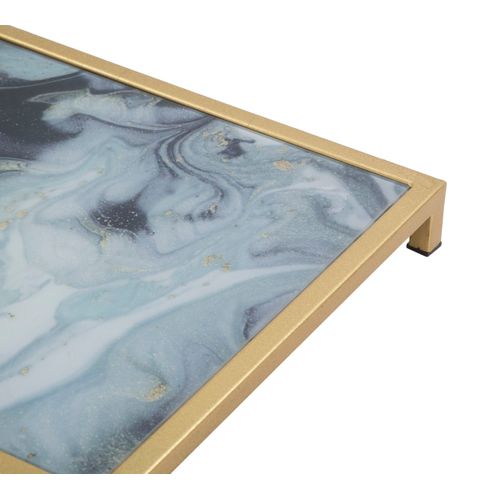 Table Carrée Basse Avec Structure Dorée Et Plateau En Marbre 40x35x60 Cm