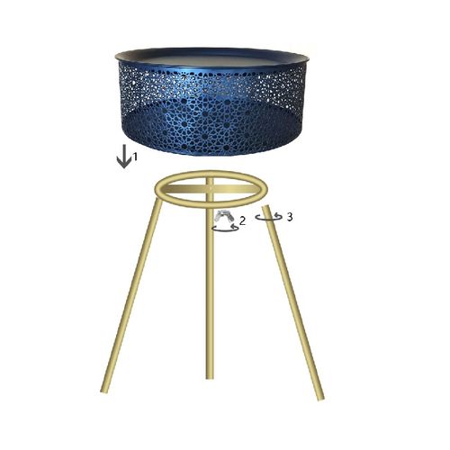 Petite Table Ronde Noire Avec Pieds Dorés Et Rangement Ø35x50 Cm