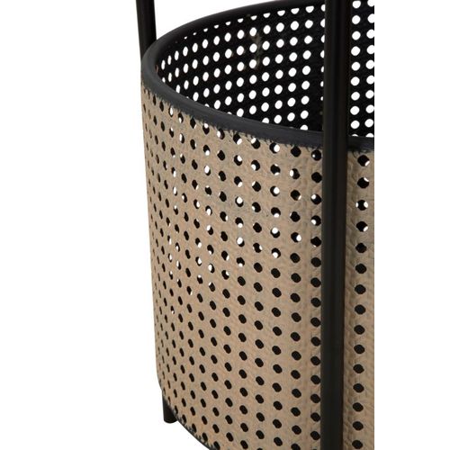 Petite Table Ronde Noire Avec Rangement Tressé Ø40x50 Cm – Style Boho Chic