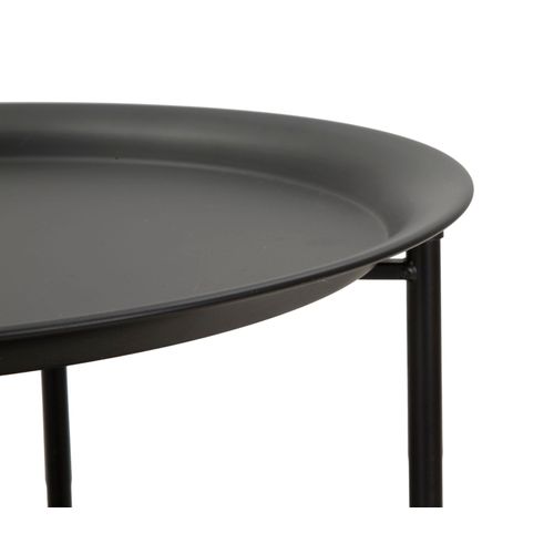 Petite Table Ronde Noire Avec Rangement Tressé Ø40x50 Cm – Style Boho Chic