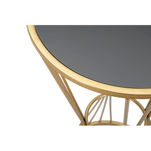 Table d'appoint Ronde En Métal Doré 40x80 Cm Avec Plateau Miroir Élégant