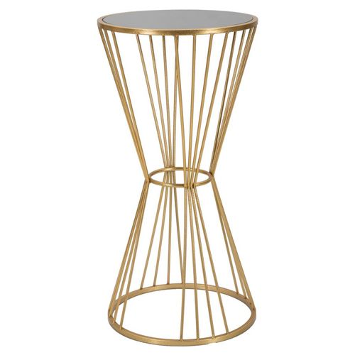 Table d'appoint Ronde En Métal Doré 40x80 Cm Avec Plateau Miroir Élégant