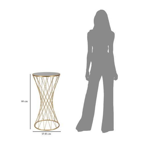 Table Ronde 40x80 Cm En Métal Doré Avec Plateau Miroir Élégant