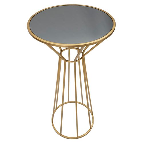 Table d'appoint Ronde 50x100 Cm En Métal Doré Avec Plateau Miroir Moderne