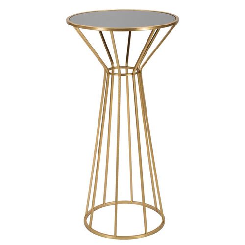 Table d'appoint Ronde 50x100 Cm En Métal Doré Avec Plateau Miroir Moderne