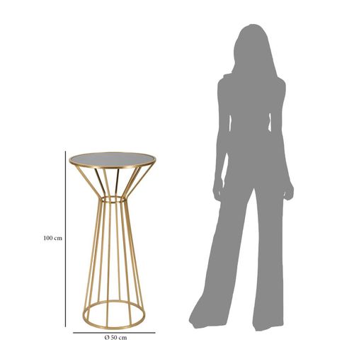 Table d'appoint Ronde 50x100 Cm En Métal Doré Avec Plateau Miroir Moderne