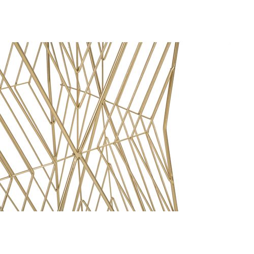 Table D'appoint Carrée 50x50x100 Cm Métal Doré Motif Géométrique Plateau Miroir