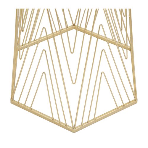 Table Hexagonale 40x35x80 Cm Métal Doré Plateau Miroir Élégant