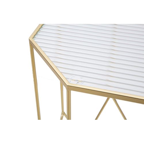 Lot De 2 Table D'appoint Carrées Dorées 50x100 Cm Avec Plateau En Verre Fin