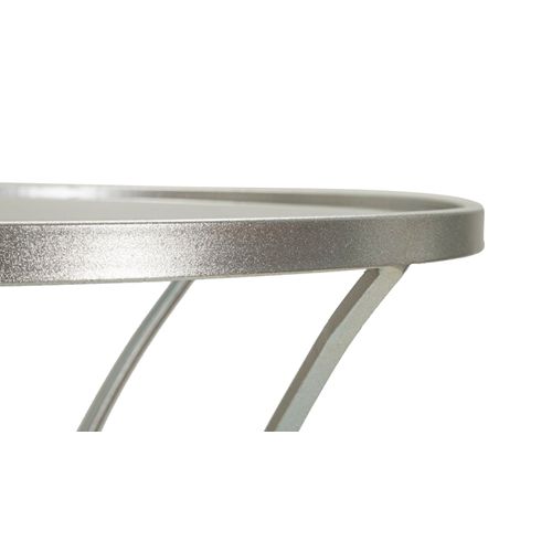 Table d'appoint Ronde En Métal Argenté Avec Plateau En Verre Trempé 56x68 Cm Moderne