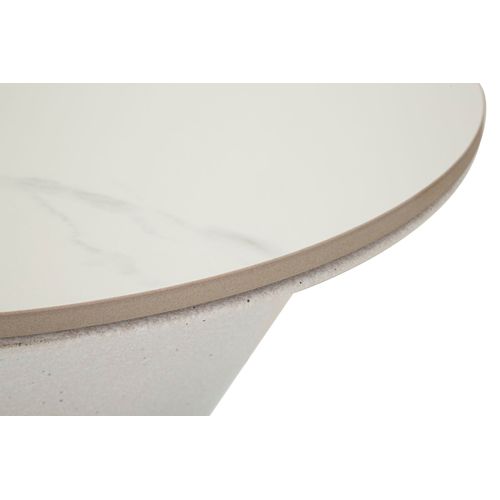Table D'appoint Ronde Ø44,5x63 Cm En Métal Et Céramique Effet Marbre Blanc