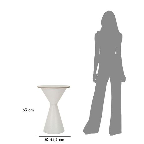 Table D'appoint Ronde Ø44,5x63 Cm En Métal Et Céramique Effet Marbre Blanc