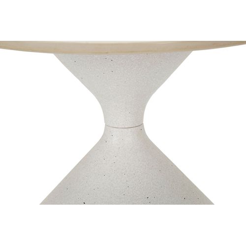 Table D'appoint Ronde Ø42x40 Cm En Métal Et Céramique Effet Marbre Blanc