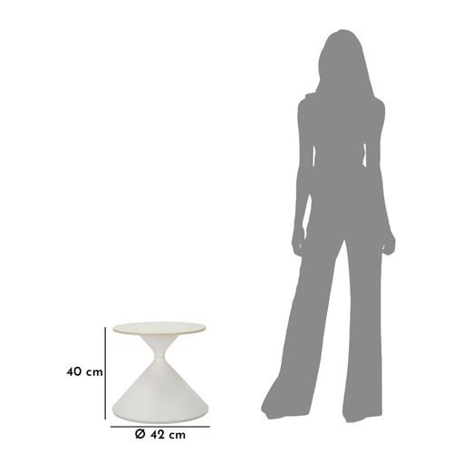 Table D'appoint Ronde Ø42x40 Cm En Métal Et Céramique Effet Marbre Blanc