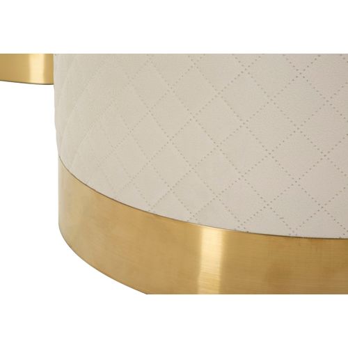 Ensemble 3 Table D'appoint De Rangement Ø60-50-40 Cm En Bois Et Métal Crème Et Or