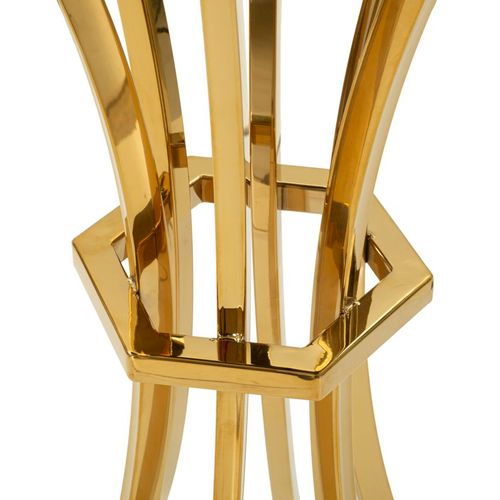 Table De Bar Ronde 60x108 Cm En Métal Doré Avec Plateau En Verre Noir Élégant