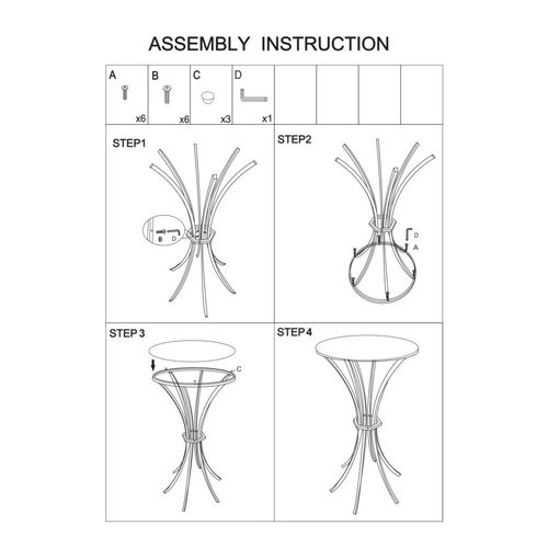 Table De Bar Ronde 60x108 Cm En Métal Doré Avec Plateau En Verre Noir Élégant