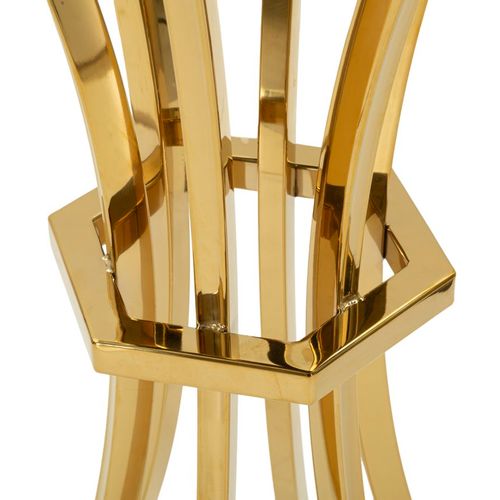 Table d'appoint Ø50x92 Cm Métal Doré Et Plateau En Verre Noir Élégant