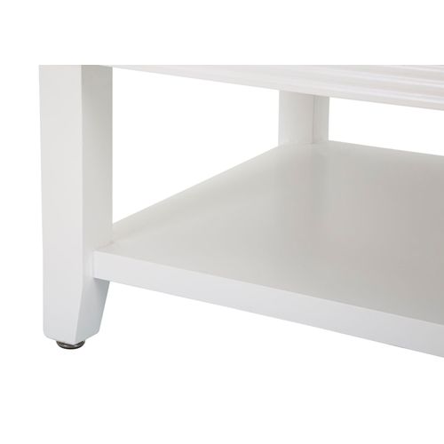 Table Basse Rectangulaire 2 Tiroirs Avec Étagère En Bois Blanc Et Métal