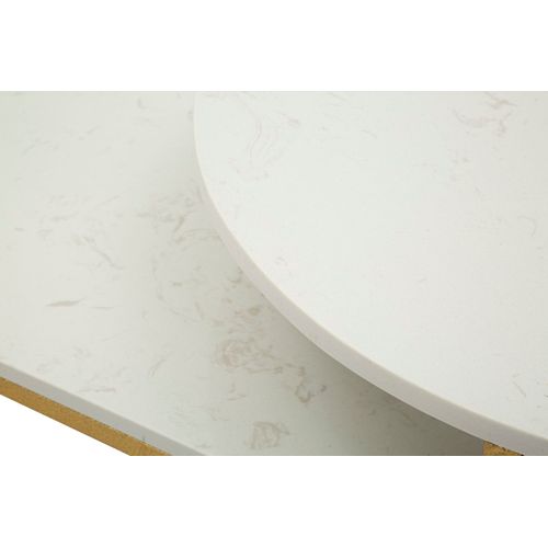 Table Basse 90x50x50 Cm Design Original Effet Marbre Et Métal Doré