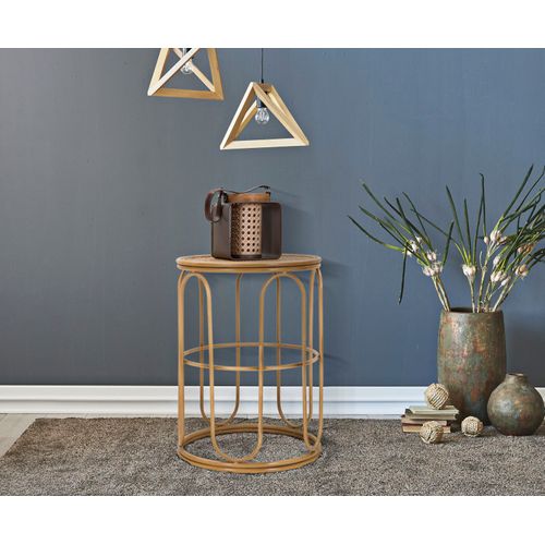 Bout De Canapé Ronde 40 Cm Métal Et Rotin Style Bohème Chic