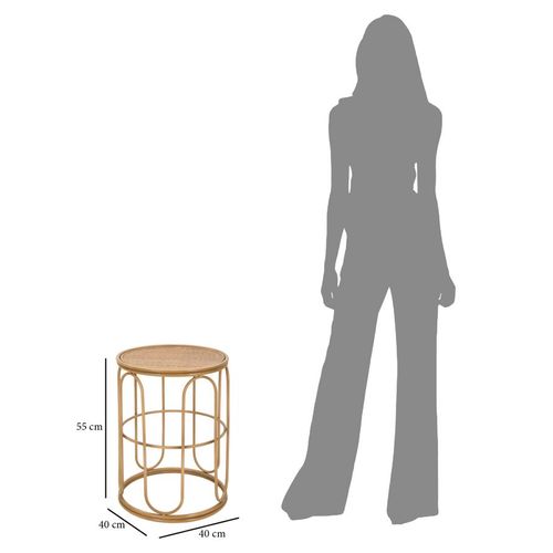 Bout De Canapé Ronde 40 Cm Métal Et Rotin Style Bohème Chic