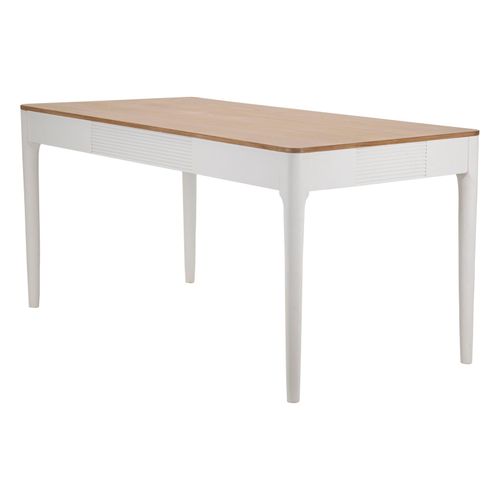 Table à Manger Rectangulaire 180x90 Cm Style Boho Chic Bois Blanc Et Brun