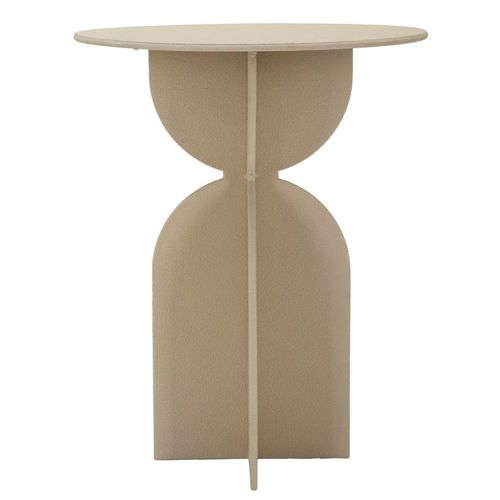 Table D’appoint Moderne Aux Lignes Géométriques, Ø 45x58 Cm, Crème