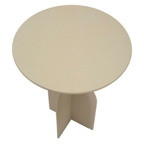 Table D’appoint Moderne Aux Lignes Géométriques, Ø 45x58 Cm, Crème