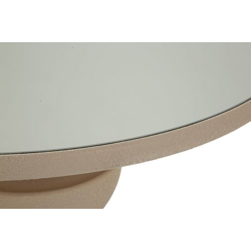 Bout de canapé Dune Avec Miroir, Design Moderne Ø 45x49,5 Cm, Crème