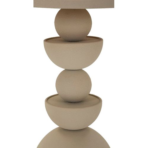 Bout de canapé Dune Avec Miroir, Design Moderne Ø 45x49,5 Cm, Crème