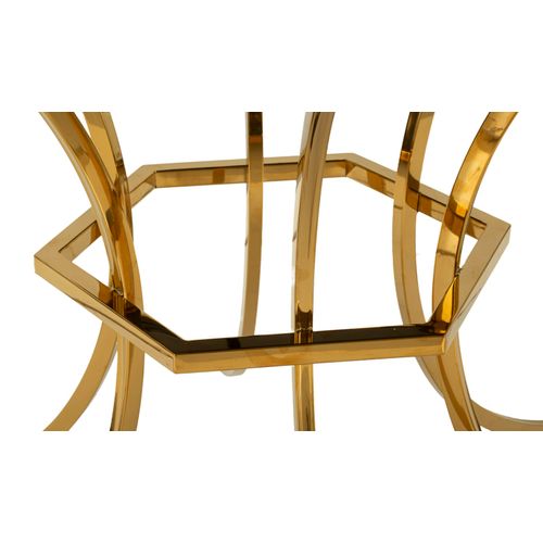 Table D'appoint Glam En Métal Doré Et Verre Transparent, Ø 100x80 Cm