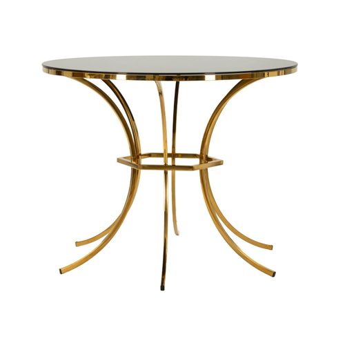 Table D'appoint Glam En Métal Doré Et Verre Transparent, Ø 100x80 Cm
