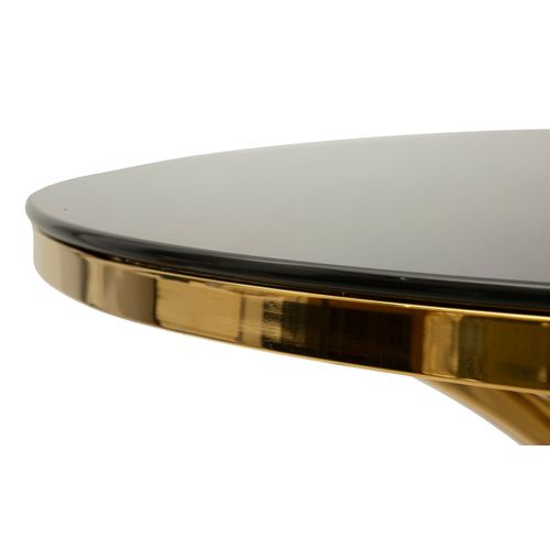 Table D'appoint Glam En Métal Doré Et Verre Transparent, Ø 100x80 Cm