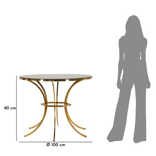 Table D'appoint Glam En Métal Doré Et Verre Transparent, Ø 100x80 Cm