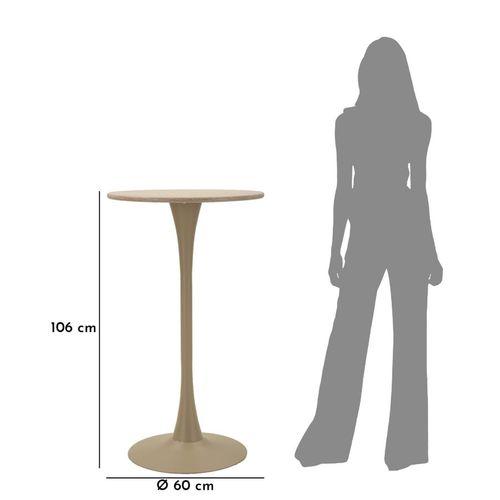 Table De Bar Moderne Crème, Design Essentiel Ø 60x106 Cm