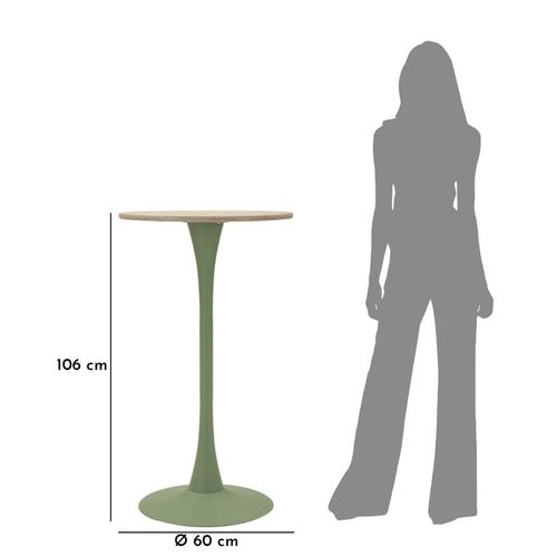Table De Bar Moderne Verte Et Crème, Design Élégant Ø 60x106 Cm