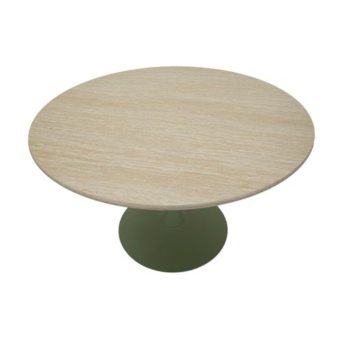 Table D'appoint Moderne Verte Et Crème, Design Épuré 120x120x76 Cm