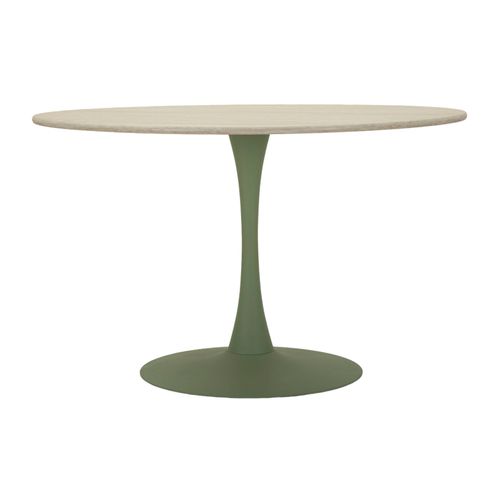 Table D'appoint Moderne Verte Et Crème, Design Épuré 120x120x76 Cm