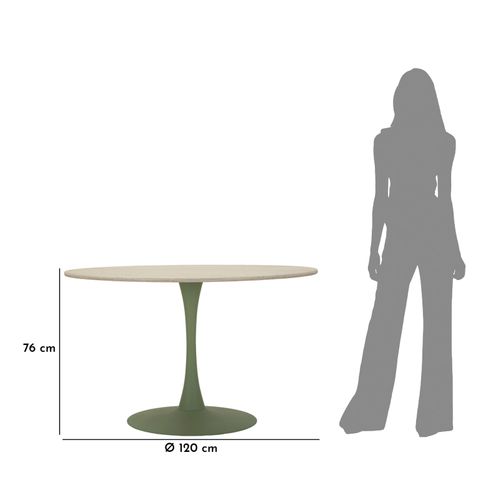 Table D'appoint Moderne Verte Et Crème, Design Épuré 120x120x76 Cm