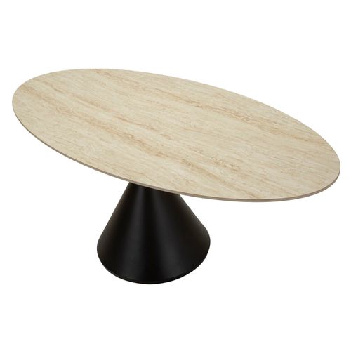 Table D'appoint Moderne Avec Plateau Effet Marbre, Base Sculpturale 180x90x73 Cm