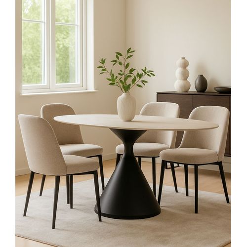 Table D'appoint Moderne Avec Plateau Effet Marbre, Base Sculpturale 180x90x73 Cm