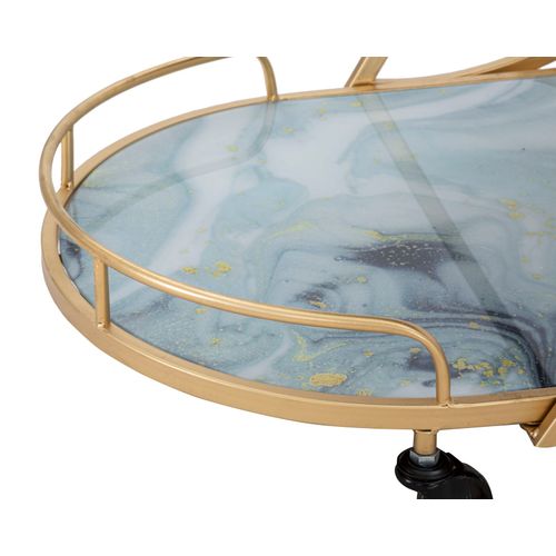 Chariot Alimentaire 71x45,5x84,5 Cm Doré Avec 3 Étagères Verre Style Géométrique